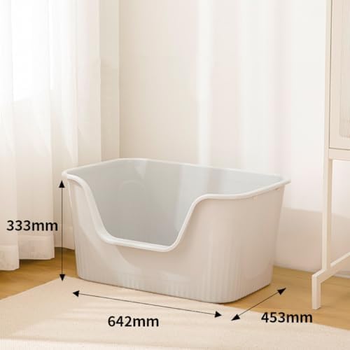 Extra Large Litter Box with High Sides 25.27" Lx17.83 Wx13.11 H Anti-Splashing Kitty Litter Box Tool-Free Assembly Multi Cat Litter Box Jumbo Litter Box (Grey)
