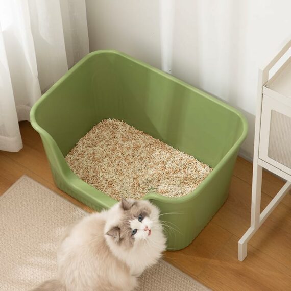 Extra Large Litter Box with High Sides 25.27" Lx17.83 Wx13.11 H Anti-Splashing Kitty Litter Box Tool-Free Assembly Multi Cat Litter Box Jumbo Litter Box (Grey)