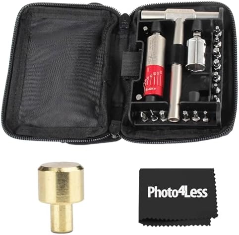 Fix It Sticks Tightening +/- 10% Accurate 15-65 inch-lbs All-In-One Torque Driver Tool Kit w/T-Way Wrench Bits Socket Adapters Bundle Brass Hammer Head Steel Insert Bit