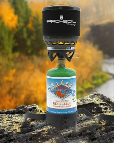 Flame King Refillable 1LB Empty Propane Cylinder Tank - Reusable - Safe and Legal Refill Option - DOT Compliant - 16.4 oz  Green