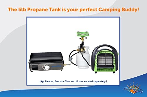 FLAME KING YSN5LB 5 Pound Propane Tank Cylinder  Great For Portable Grills  Fire Pits  Heaters And Overlanding  White