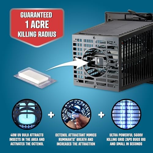 Flowtron Bug Zapper  1 Acre of Outdoor Coverage with Powerful 40W Bulb & 5600V Instant Killing Grid  Electric Insect  Fly & Mosquito Zapper  Made in The USA