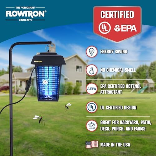 Flowtron Bug Zapper  1 Acre of Outdoor Coverage with Powerful 40W Bulb & 5600V Instant Killing Grid  Electric Insect  Fly & Mosquito Zapper  Made in The USA