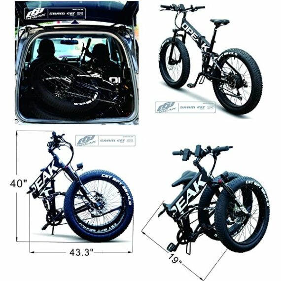Foldable Electric Bike 750W High Speed Motor, 12AH Removable 48V Ebike Battery, 8 Speed, 264.0 Fat Tire Electric Bike Folding Ebikes for Adults, E Bikes for Women and Men UNIK C white