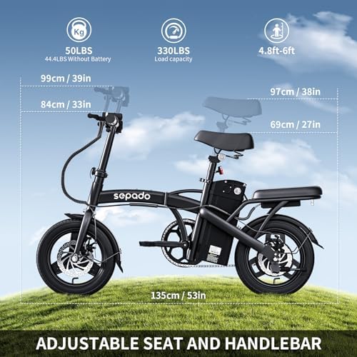 Folding Electric Bike for Adults 750W Peak Motor 20mph Speed 36V Removeable Battery 40miles PAS Range 14 inch Compact Foldable Electric Bike Folding ebike Adults for Riding Commuting