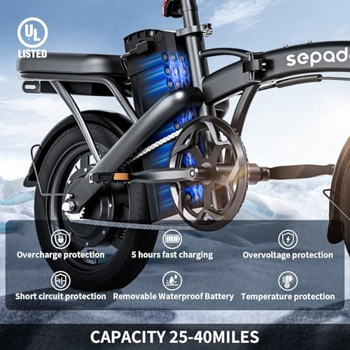 Folding Electric Bike for Adults 750W Peak Motor 20mph Speed 36V Removeable Battery 40miles PAS Range 14 inch Compact Foldable Electric Bike Folding ebike Adults for Riding Commuting