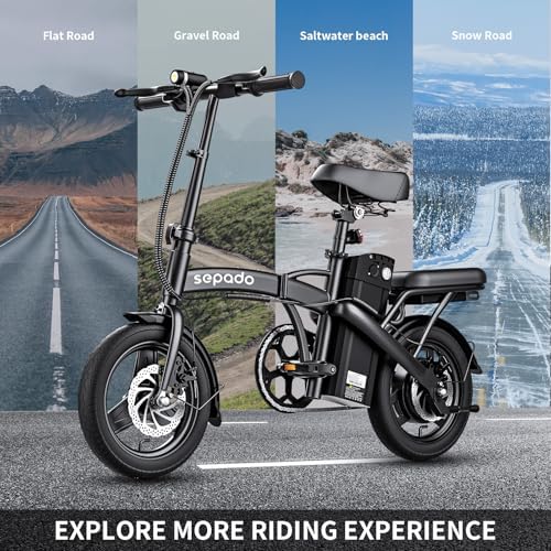 Folding Electric Bike for Adults 750W Peak Motor 20mph Speed 36V Removeable Battery 40miles PAS Range 14 inch Compact Foldable Electric Bike Folding ebike Adults for Riding Commuting