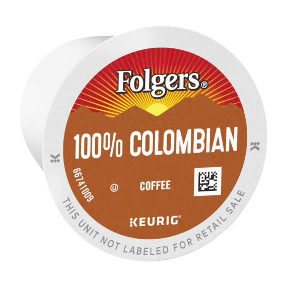 Folgers 100% Colombian Medium Dark Roast Coffee K-Cups, 100 Count - Rich Flavor, Keurig Compatible