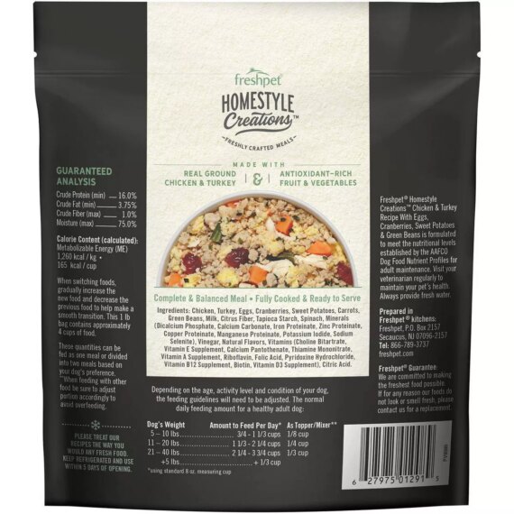 Freshpet Homestyle Creations Chopped Chicken and Turkey with Vegetables Entree Wet Dog Food - 1lb