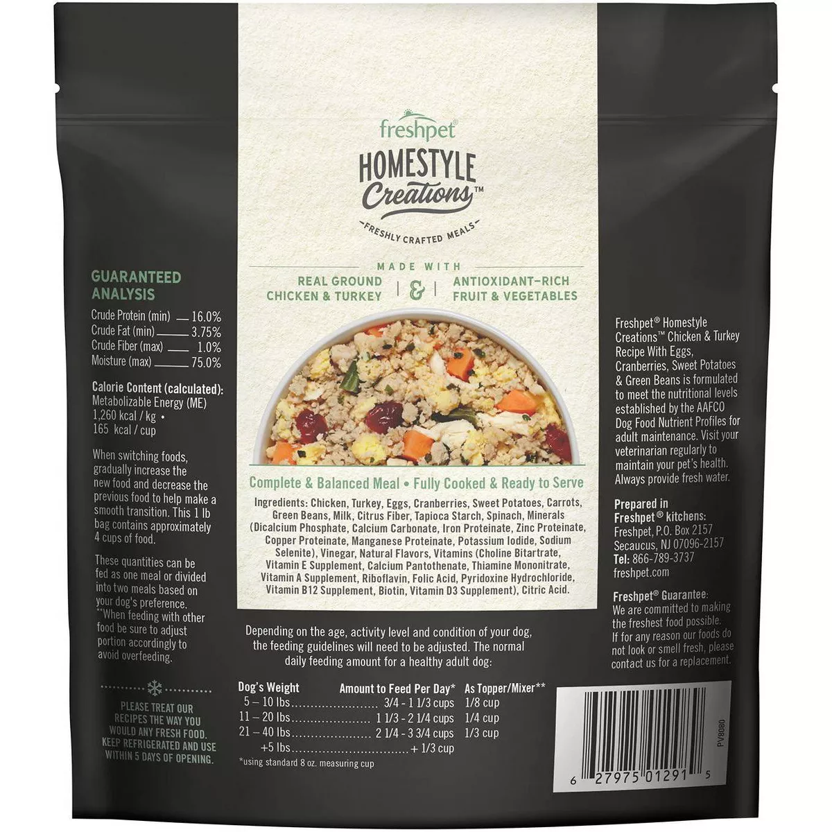 Freshpet Homestyle Creations Chopped Chicken and Turkey with Vegetables Entree Wet Dog Food – 1lb