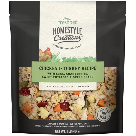Freshpet Homestyle Creations Chopped Chicken and Turkey with Vegetables Entree Wet Dog Food - 1lb