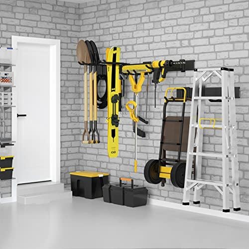 Garage Storage  Garage Organization  Wall Mount Garden Tool Organizer 48 Inches  Max 440lbs Adjustable Metal Hooks  Yard Shed Rack  Tool Holder for Hanging Rake Broom Mop Snowboard  Home Gift