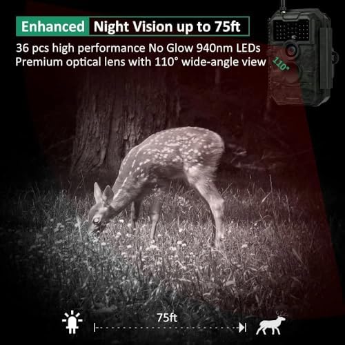 GardePro E6 Trail Camera WiFi 48MP 1296P Game Camera with No Glow Night Vision Motion Activated Waterproof for Wildlife Deer Scouting Hunting or Property Security  Camo