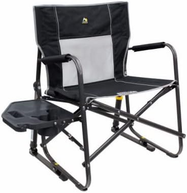 GCI Outdoor Camping Rocking Chair - Black | Solid  Durable | Armrests  Drink Holder  Comfortable Backrest