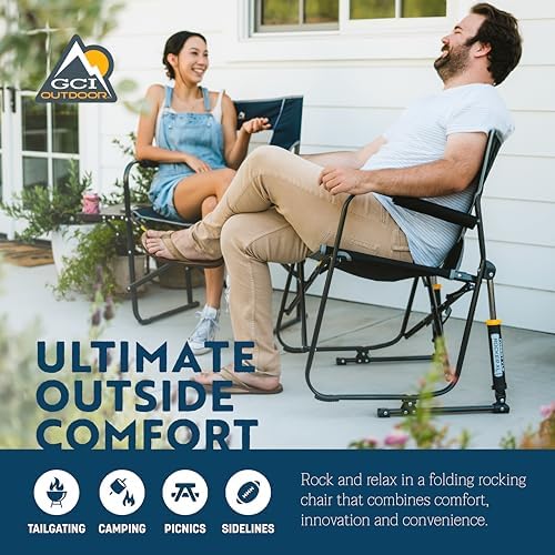 GCI Outdoor Freestyle Rocker XL Portable Folding Rocking Chair and Outdoor Camping Chair