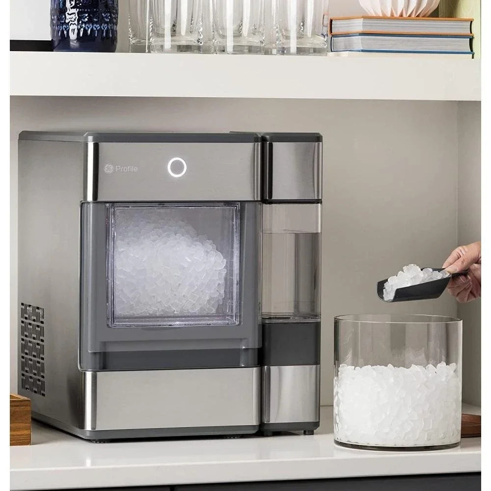 GE Profile OPAL01GEPKT Opal | Countertop Nugget Ice Maker, Stainless Steel Wrap with Gray Accents & LED Lighting