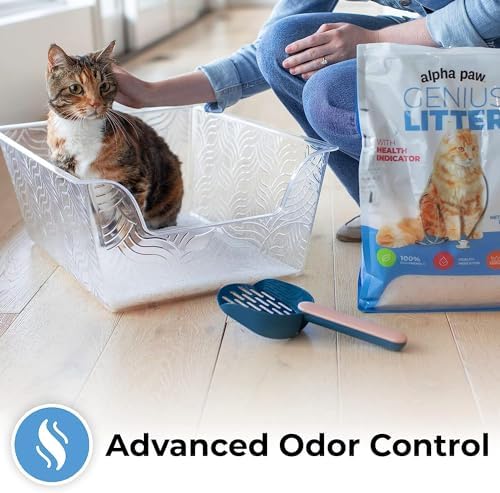Genius Litter Health Indicating Cat Litter with Non-Clumping Lightweight Color Changing Silica Gel Crystals As Seen on Shark Tank Non Clumping Super Absorbent Odor Control (3 Bag (18lb))