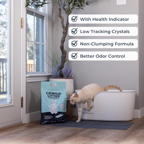 Genius Litter Health Indicating Cat Litter with Non-Clumping Lightweight Color Changing Silica Gel Crystals As Seen on Shark Tank  Non Clumping  Super Absorbent Odor Control (3 Bag (18lb))