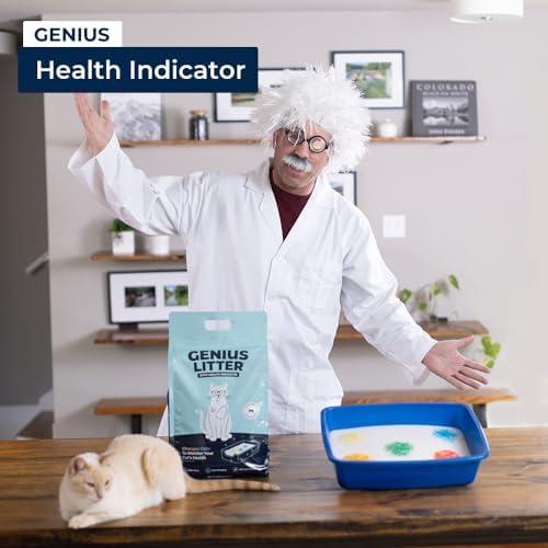 Genius Litter Health Indicating Cat Litter with Non-Clumping Lightweight Color Changing Silica Gel Crystals As Seen on Shark Tank Non Clumping Super Absorbent Odor Control (3 Bag (18lb))