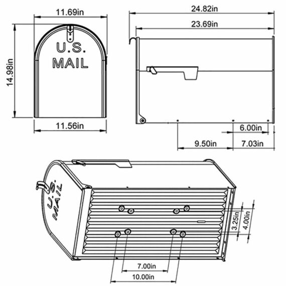 Gibraltar Mailboxes Stanley Jumbo Black Galvanized Steel Post Mount Mailbox, Extra-Large Capacity