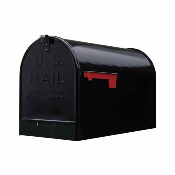 Gibraltar Mailboxes Stanley Jumbo Black Galvanized Steel Post Mount Mailbox, Extra-Large Capacity