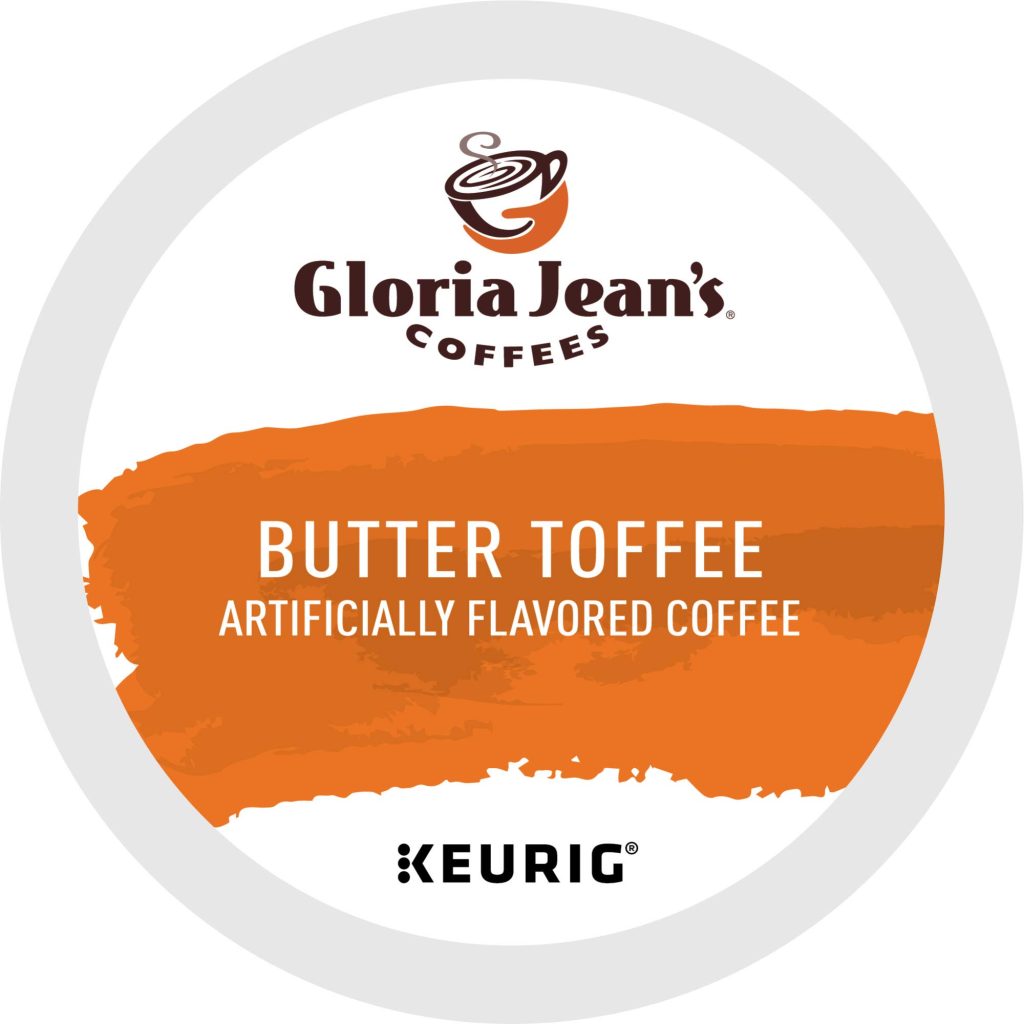 Gloria Jean's Butter Toffee Medium Roast Coffee K-Cup Pods, 96 Count, Arabica, Recyclable