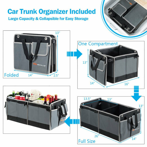 Goplus 14 Cu Ft Dual-Side Rooftop Cargo Box & Trunk Organizer, ABS/PC, Fits Most Vehicles