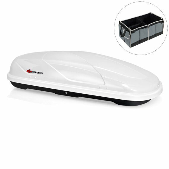 Goplus 14 Cu Ft Dual-Side Rooftop Cargo Box & Trunk Organizer, ABS/PC, Fits Most Vehicles