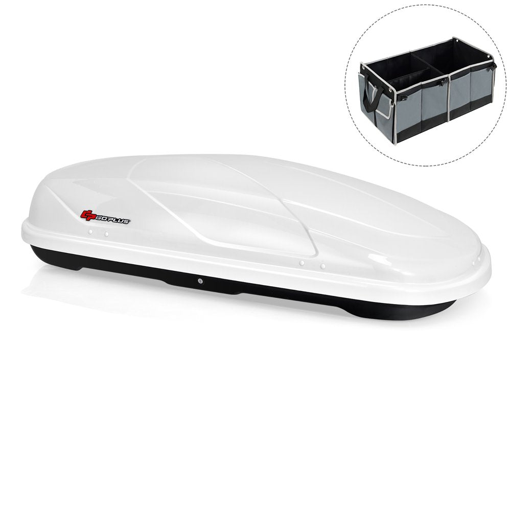 Goplus 14 Cu Ft Dual-Side Rooftop Cargo Box & Trunk Organizer, ABS/PC, Fits Most Vehicles