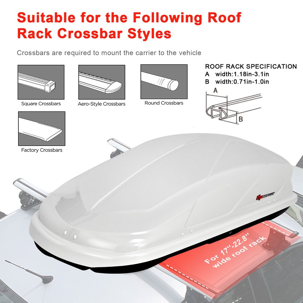 Goplus 14 Cubic Feet Cargo Box Dual-Sided Opening Rooftop Carrier W/Car Trunk Organizer