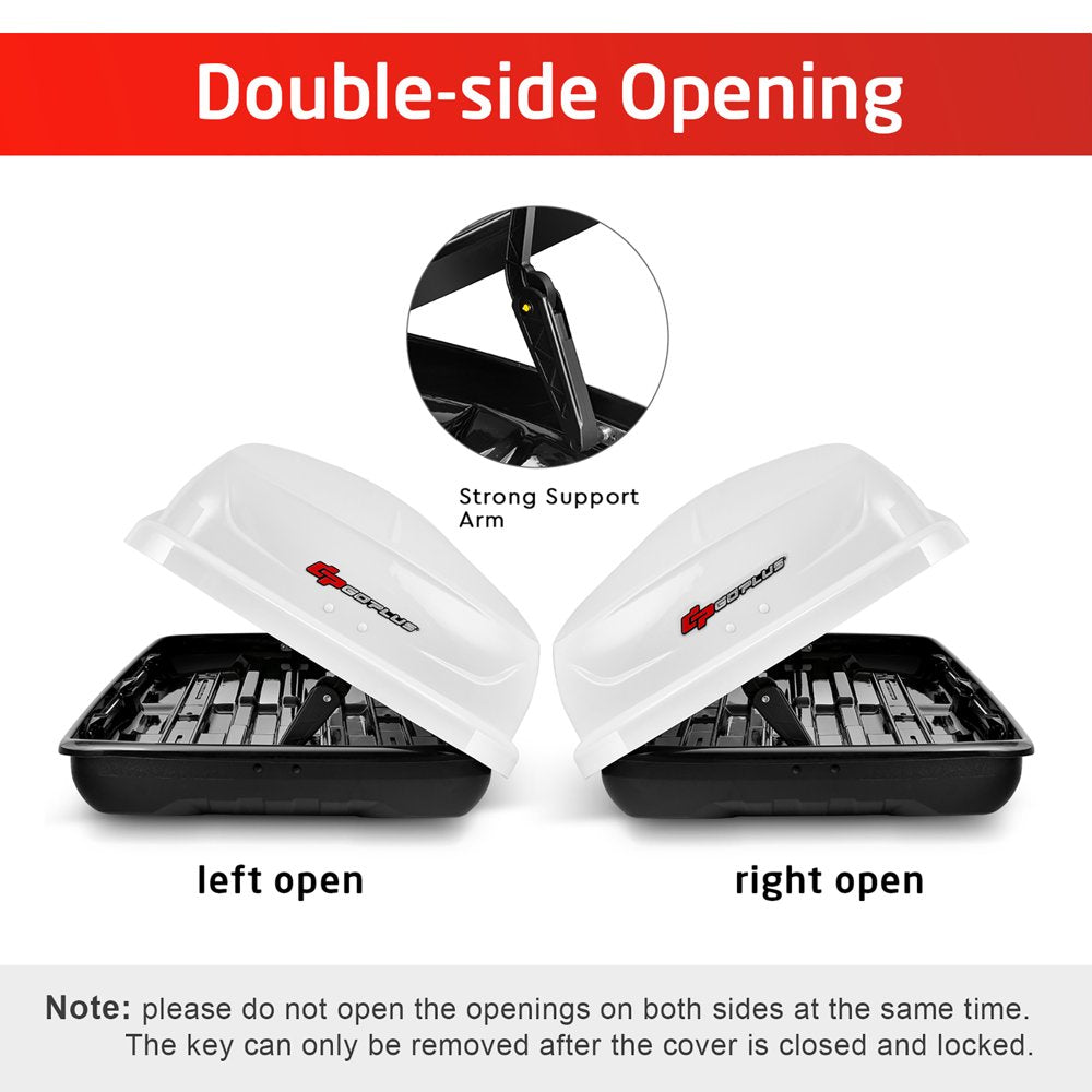 Goplus 14 Cubic Feet Cargo Box Dual-Sided Opening Rooftop Carrier W/Car Trunk Organizer