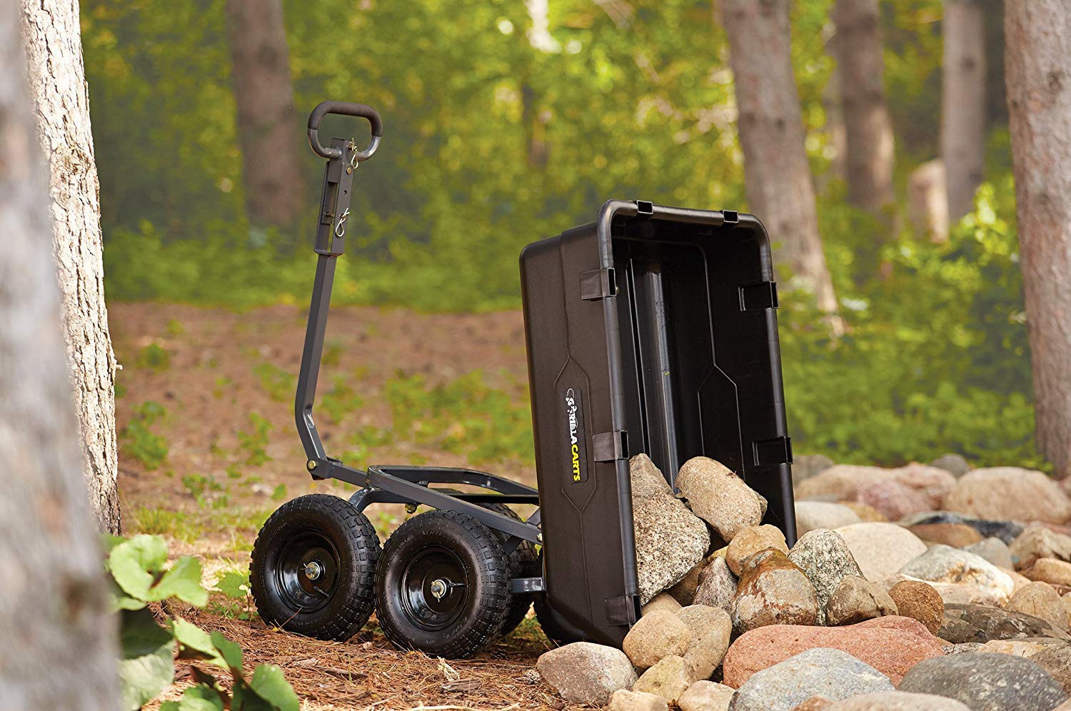 Gorilla Carts Heavy-Duty Poly Yard Dump Cart | 2-In-1 Convertible Handle, 1200 lbs capacity | GOR6PS model