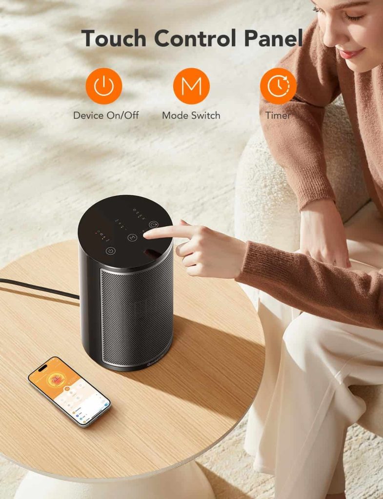 GoveeLife Smart Space Heater 1500W with Thermostat & WiFi, Black - Indoor Electric Heater for Home & Office