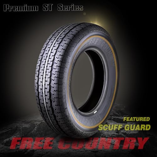 GRAND RIDE Set 2 FREE COUNTRY ST205/75R15 Premium Trailer Tires 205 75 15 8-Ply Load Range D w/Scuff Guard 8mm Tread Depth