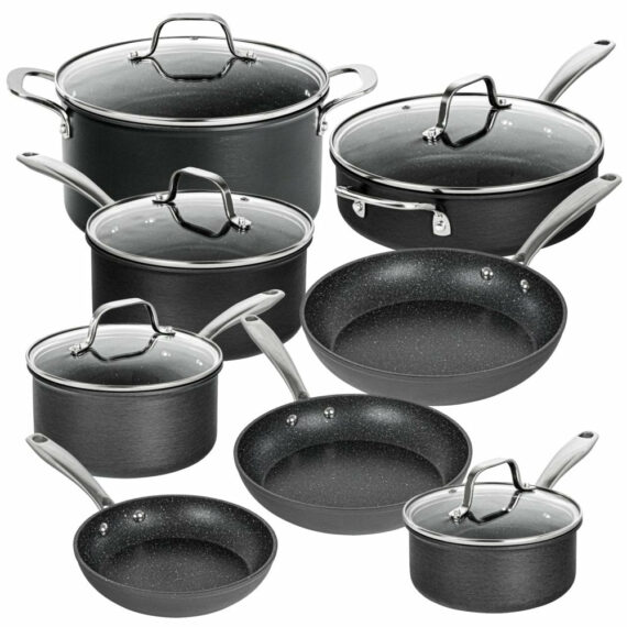 Granitestone Pro 13-Piece Hard Anodized Cookware Set with Nonstick Diamond Coating, Oven & Dishwasher Safe