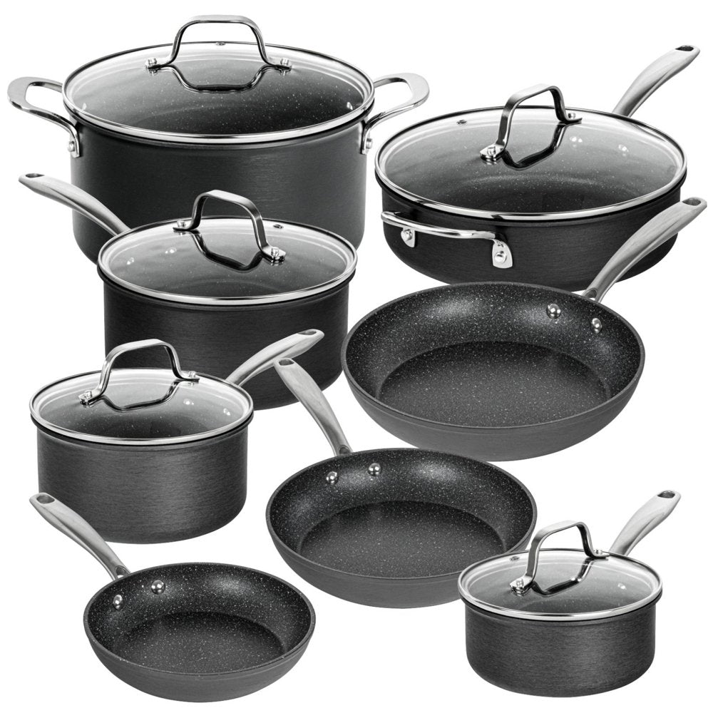 Granitestone Pro 13-Piece Hard Anodized Cookware Set with Nonstick Diamond Coating, Oven & Dishwasher Safe