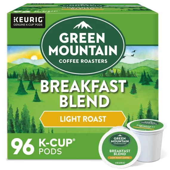 Green Mountain Coffee Roasters Breakfast Blend Light Roast K-Cup Pods, 96 Count