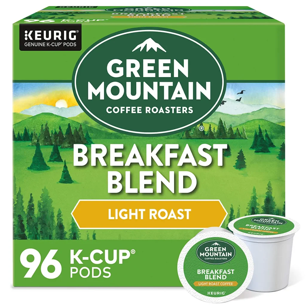 Green Mountain Coffee Roasters Breakfast Blend Light Roast K-Cup Pods, 96 Count