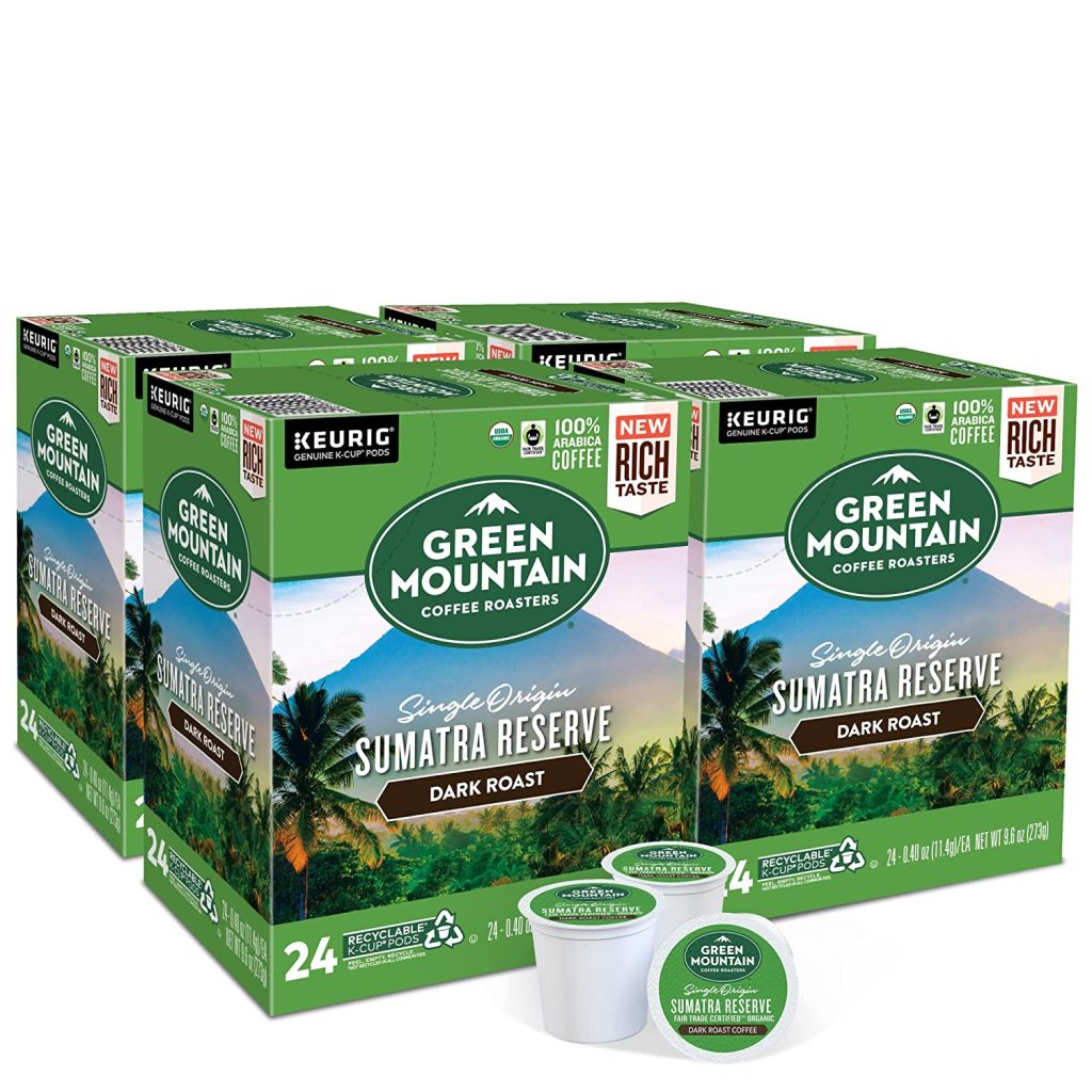 Green Mountain Coffee Roasters Sumatra Reserve Dark Roast K-Cup Pods, 96 Count, Fair Trade Certified