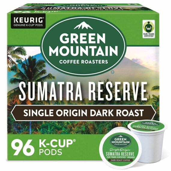 Green Mountain Coffee Roasters Sumatra Reserve Dark Roast K-Cup Pods, 96 Count, Fair Trade Certified