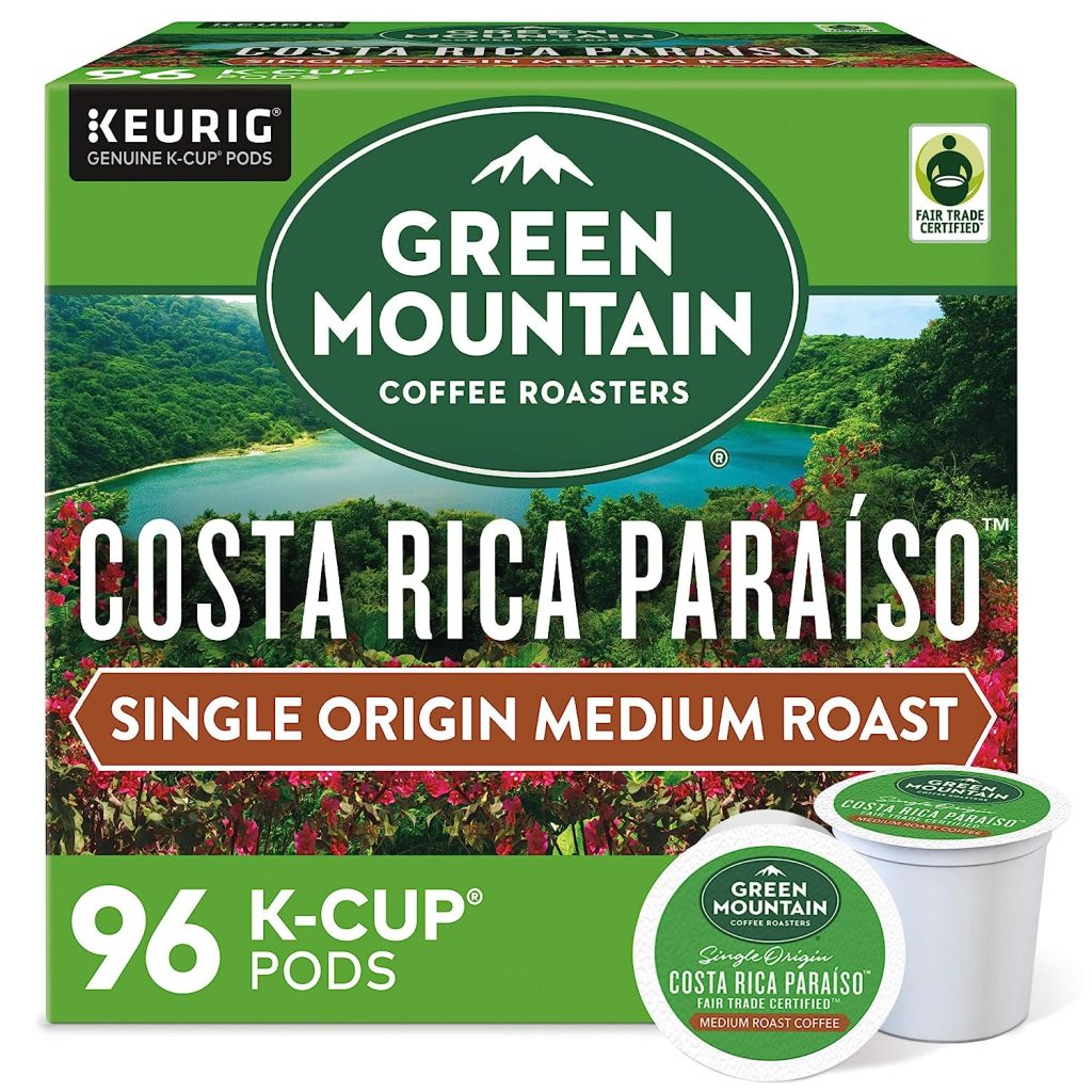 Green Mountain Costa Rica Paraiso Medium Roast Coffee K-Cup Pods, 96 Count (Pack of 4)