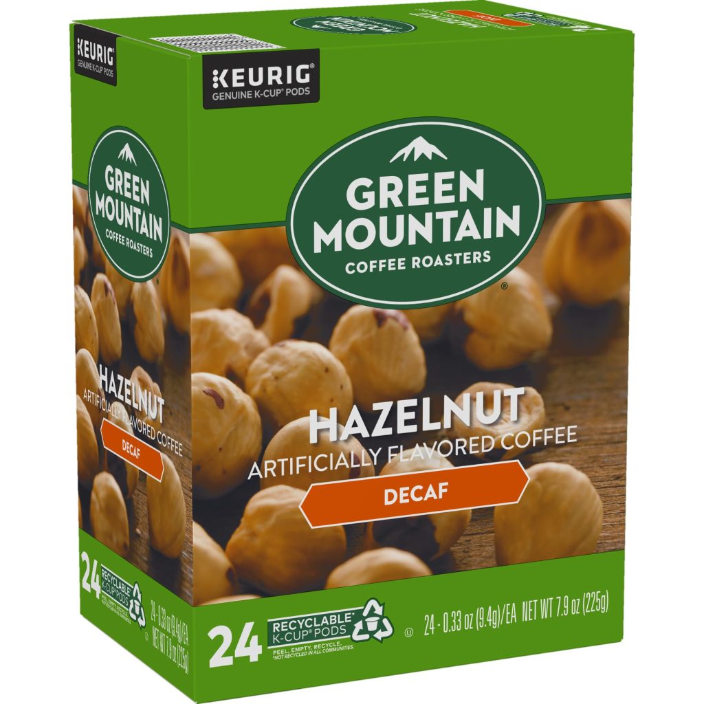 Green Mountain Hazelnut Decaf Light Roast Coffee K-Cup Pods, 96 Count