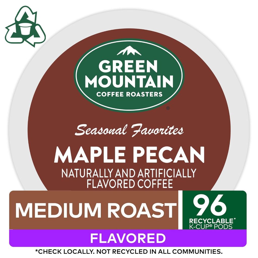 Green Mountain Maple Pecan Coffee K-Cup Pods, Light Roast, 96 Count, 4 Packs of 24
