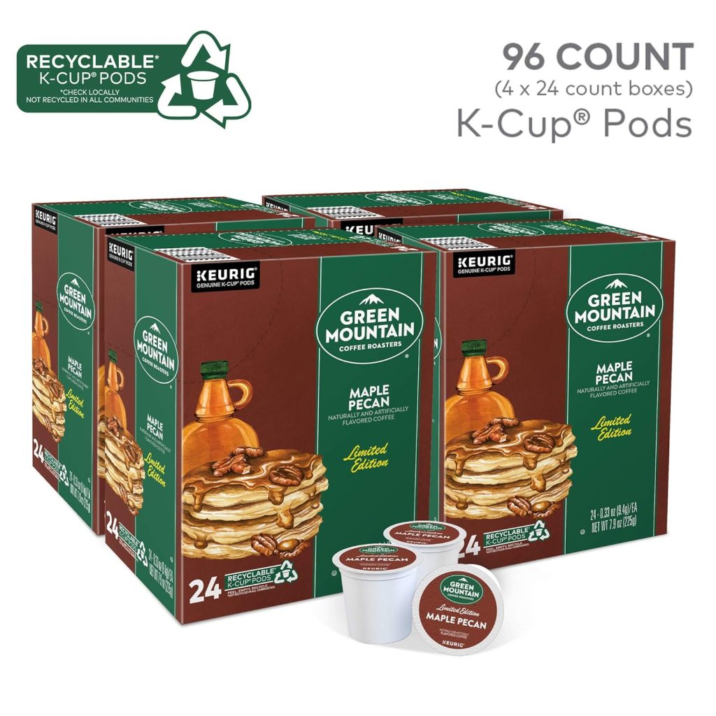 Green Mountain Maple Pecan Coffee K-Cup Pods, Light Roast, 96 Count, 4 Packs of 24