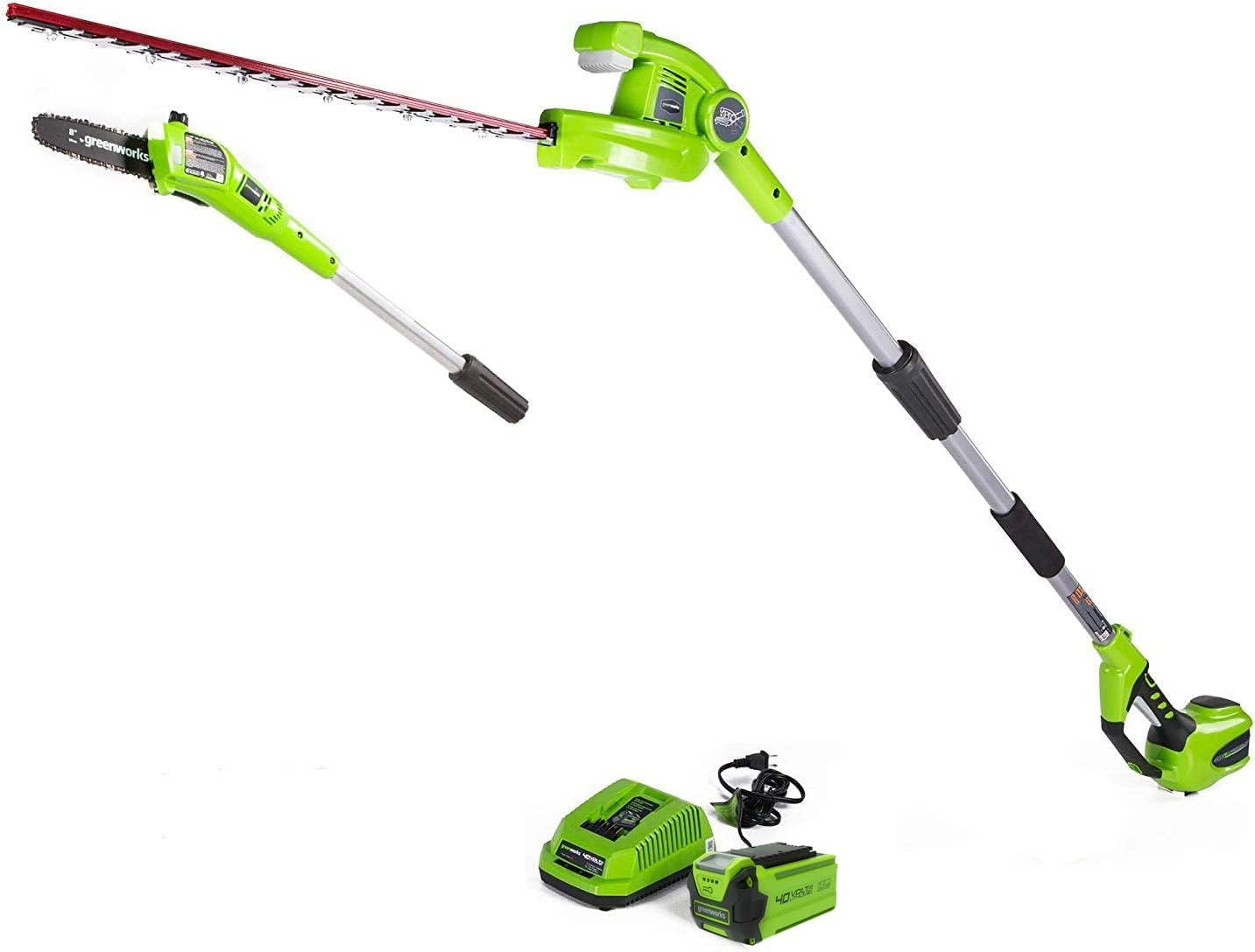 Greenworks 40V 8" Cordless 8" Polesaw + 20" Pole Hedge Trimmer Combo