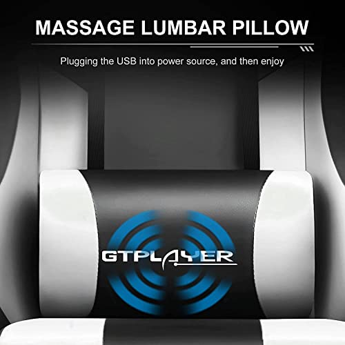 GTPLAYER Gaming Chair with Footrest & Lumbar Support, Adjustable Height, PU Leather, Metal Frame, Ergonomic for Office & Gaming
