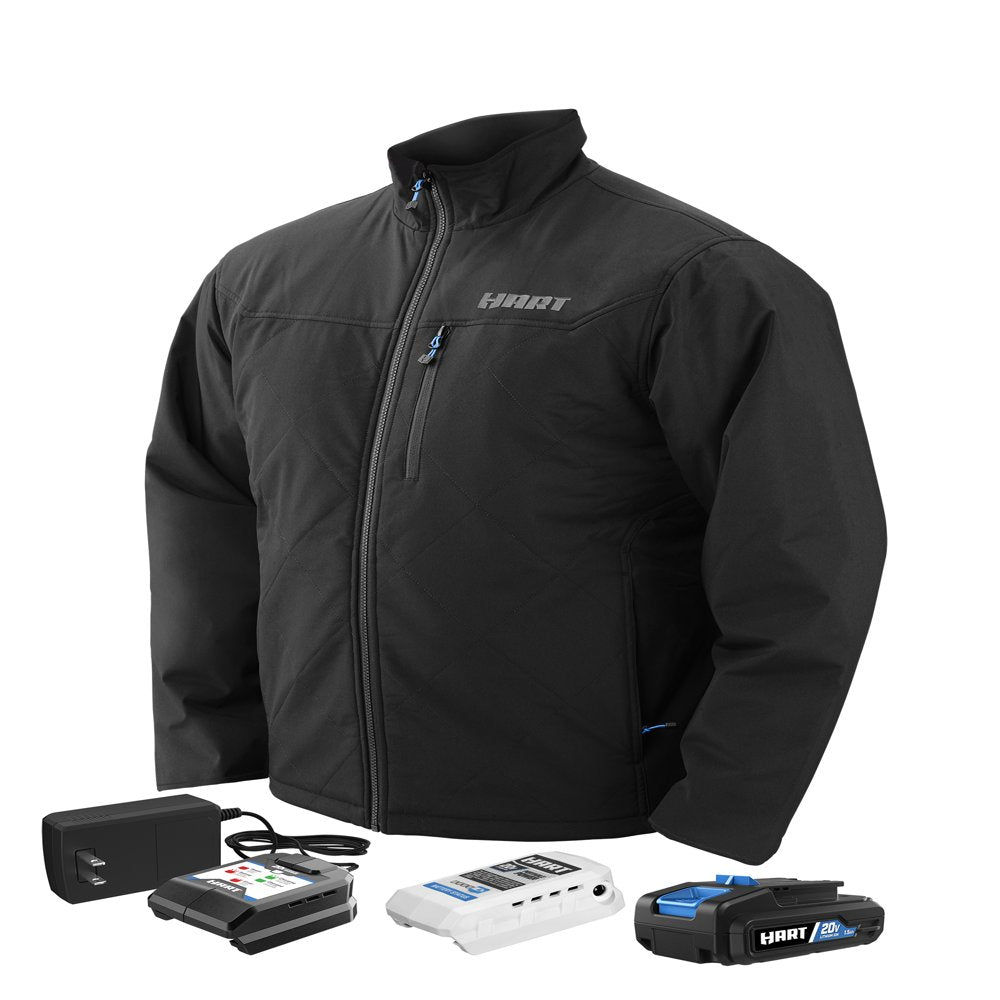 HART Men's Heated Jacket Kit, Medium - 20V, 3 Heating Zones, Wind & Water Resistant, Includes Battery & Charger