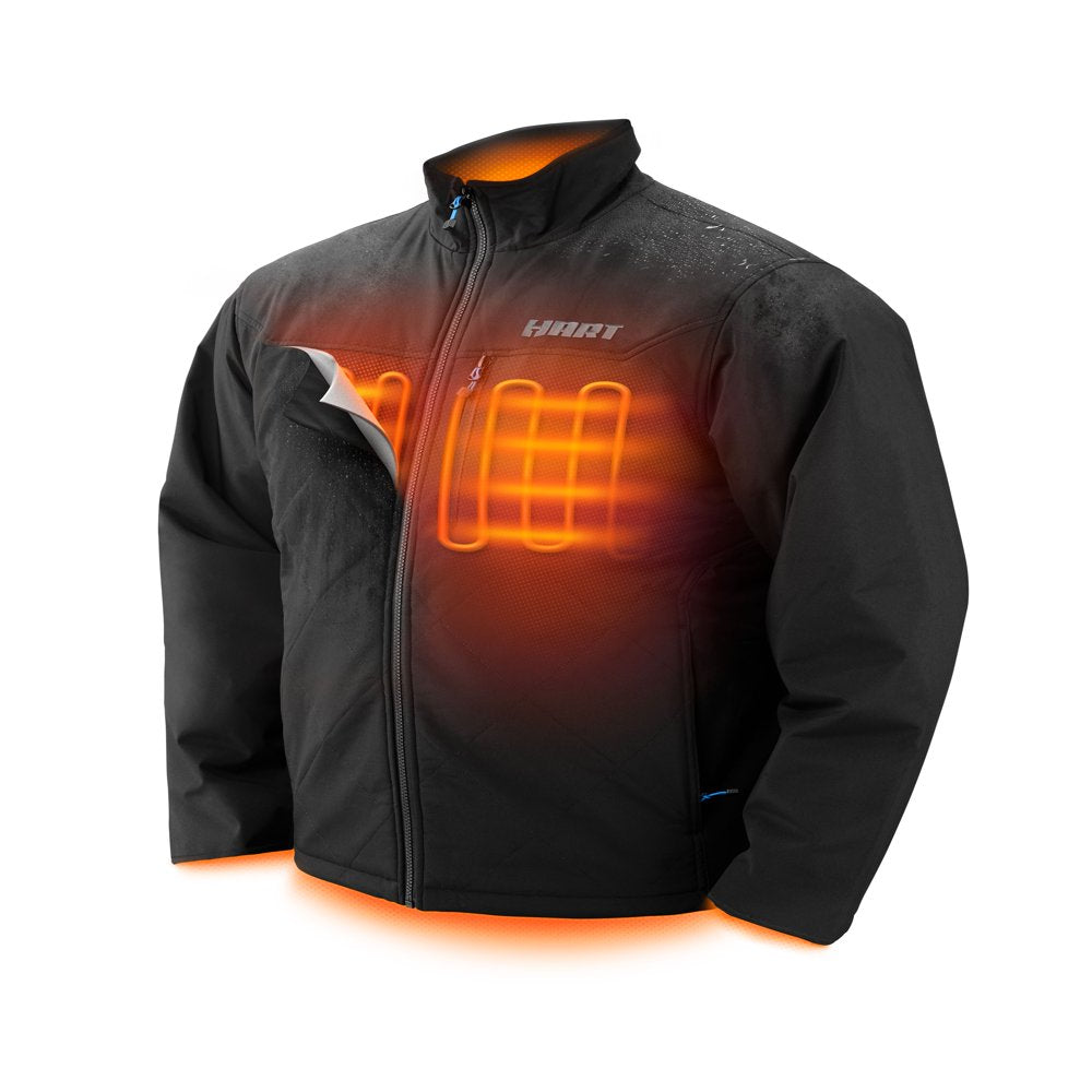 HART Men’s Heated Jacket Kit, Medium – 20V, 3 Heating Zones, Wind & Water Resistant, Includes Battery & Charger