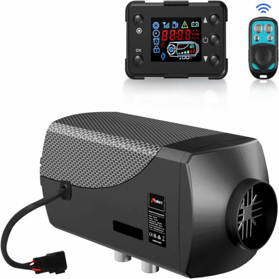 Hcalory 12V Diesel Air Heater 5KW-8KW with LCD & Remote, Black - For Cars, RVs, Boats, Trucks