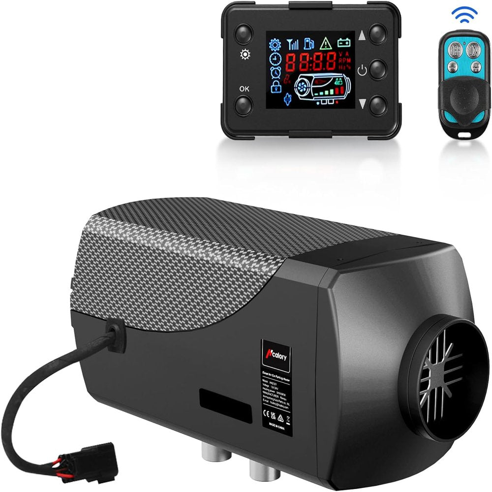 Hcalory 12V Diesel Air Heater 5KW-8KW with LCD & Remote, Black - For Cars, RVs, Boats, Trucks